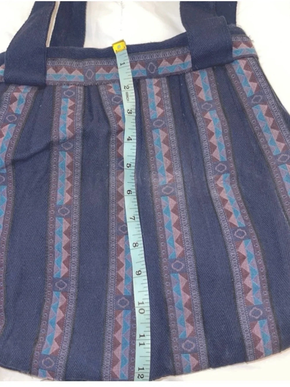 Handmade Bohemian Style Stylish Blue Patterned Quilt Tote Bag